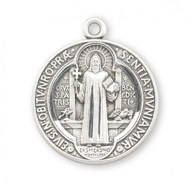 Saint Benedict Round Sterling Silver Medal - HMH | Custom Rosaries and ...