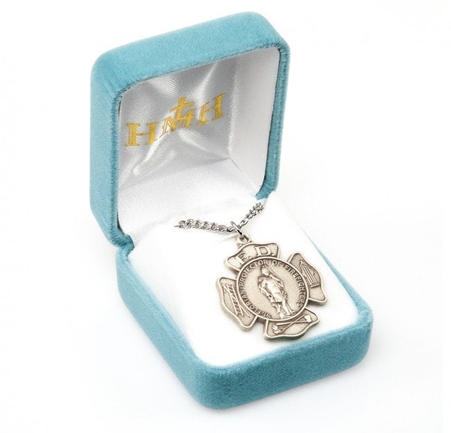 St. Florian Maltese Cross Badge Medal Large 24 Chain