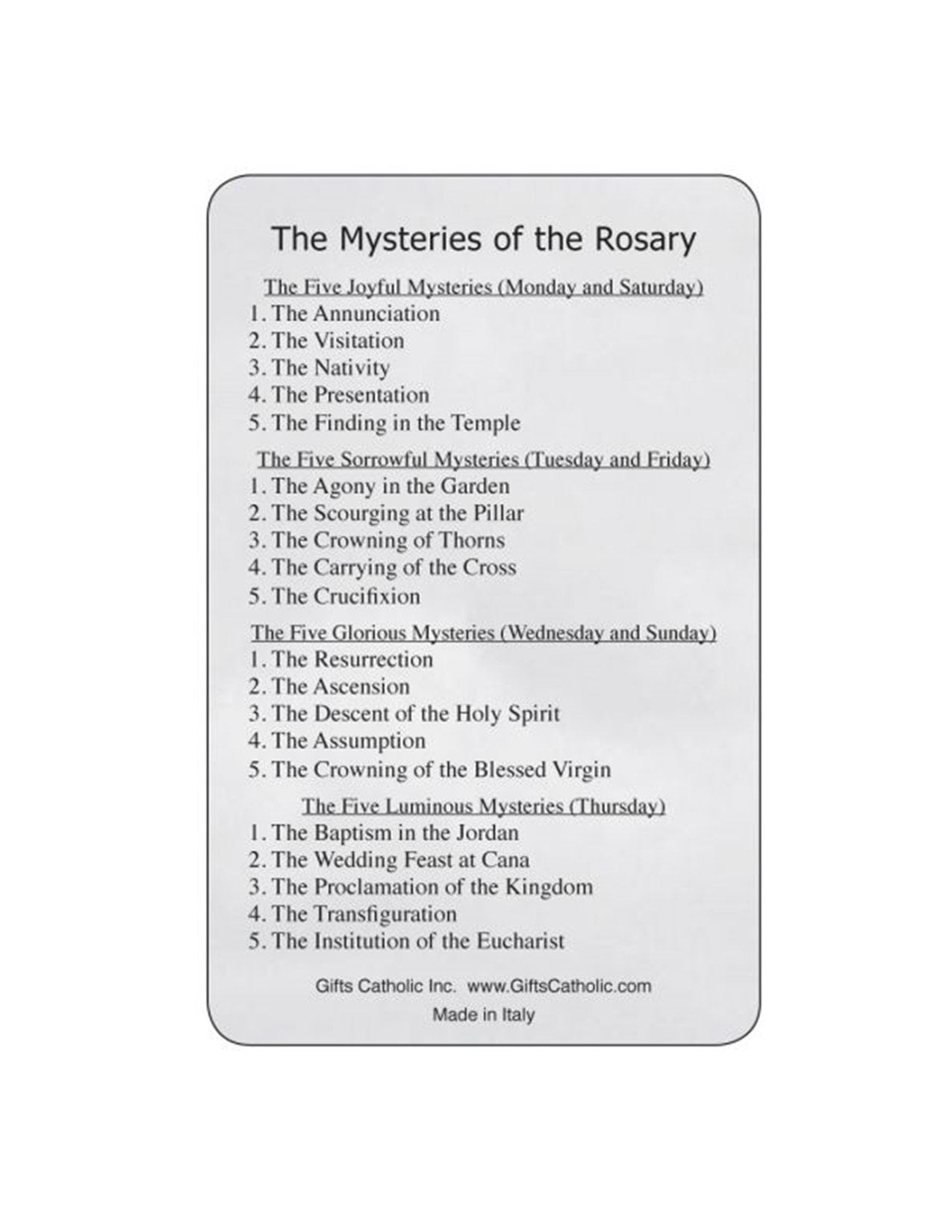 Thursday mysteries of the rosary discount