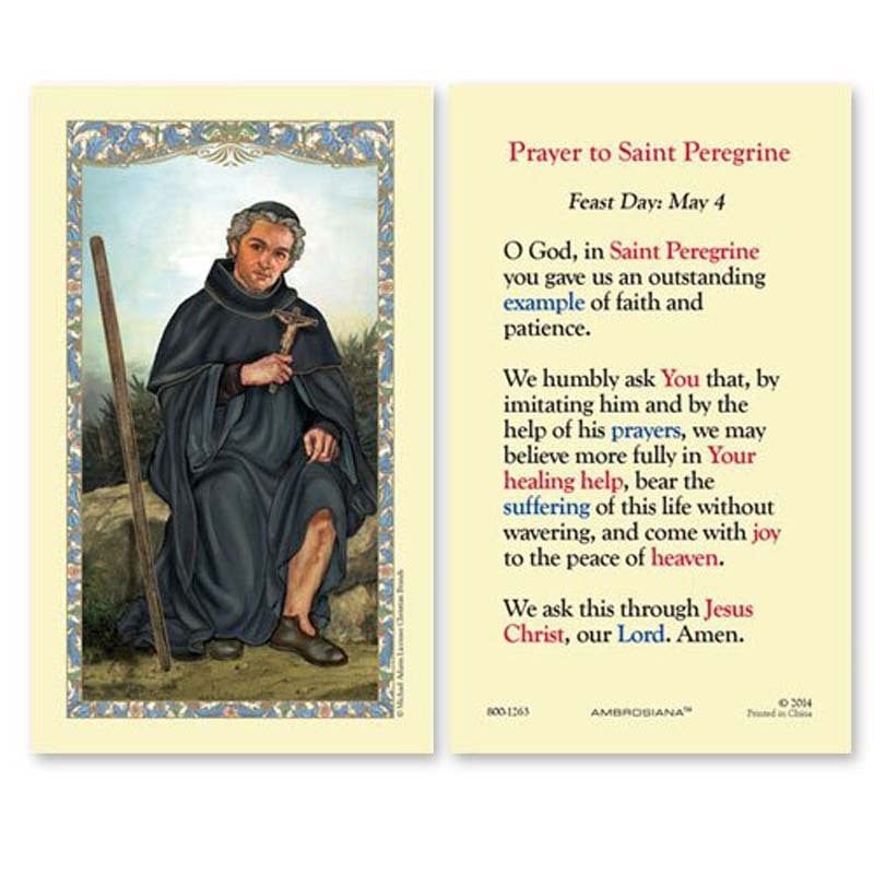 Laminated - Saint Peregrine (Prayer to Saint Peregrine) Holy Card ...